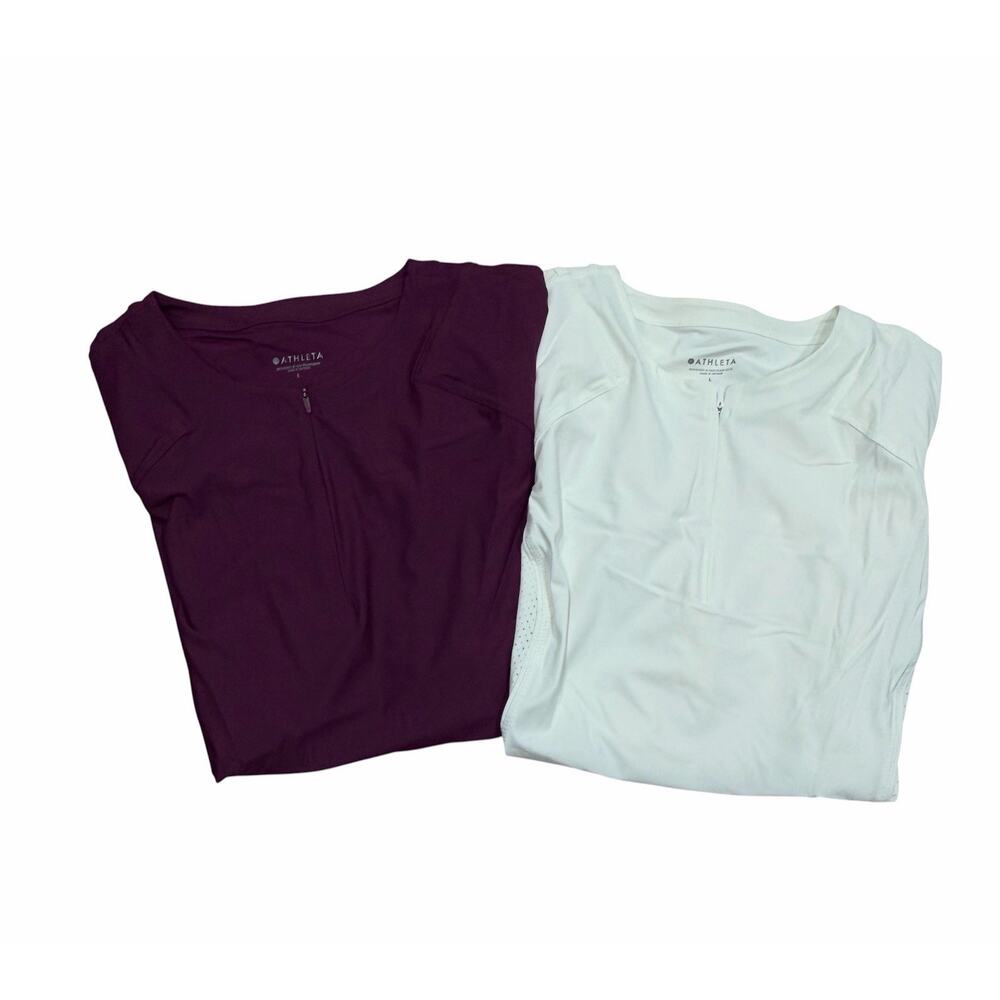 Athleta Pacifica II Tee Bundle White & Burgundy Sz L Sportswear Outdoors